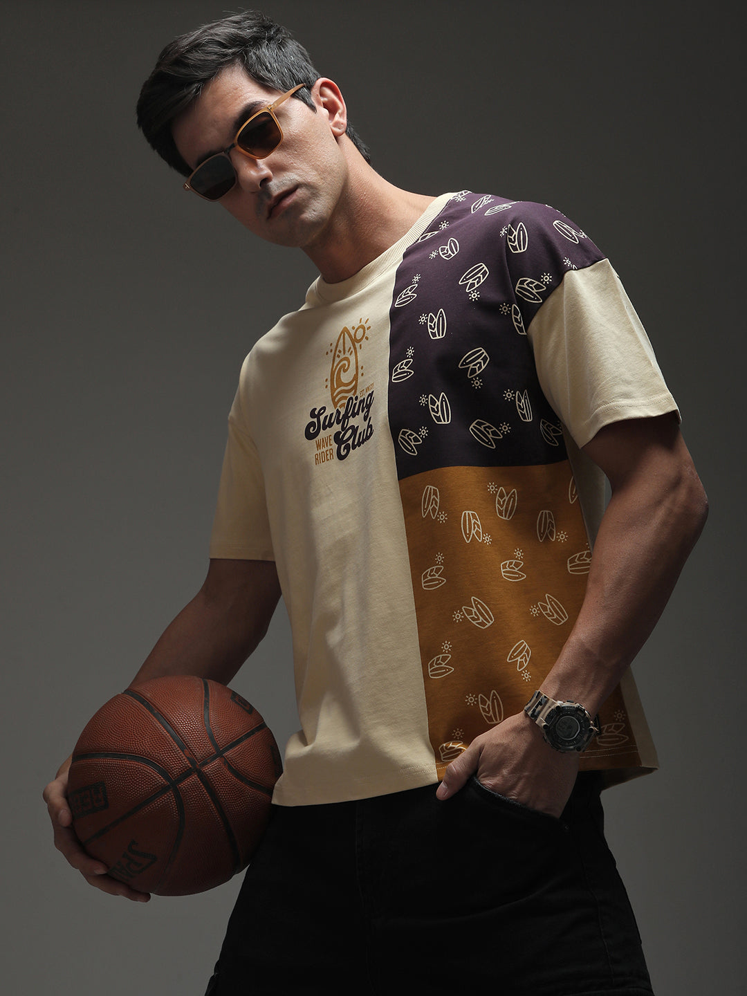 Mens Half Sleeve Drop Shoulder Printed Oversized Fit T-Shirts