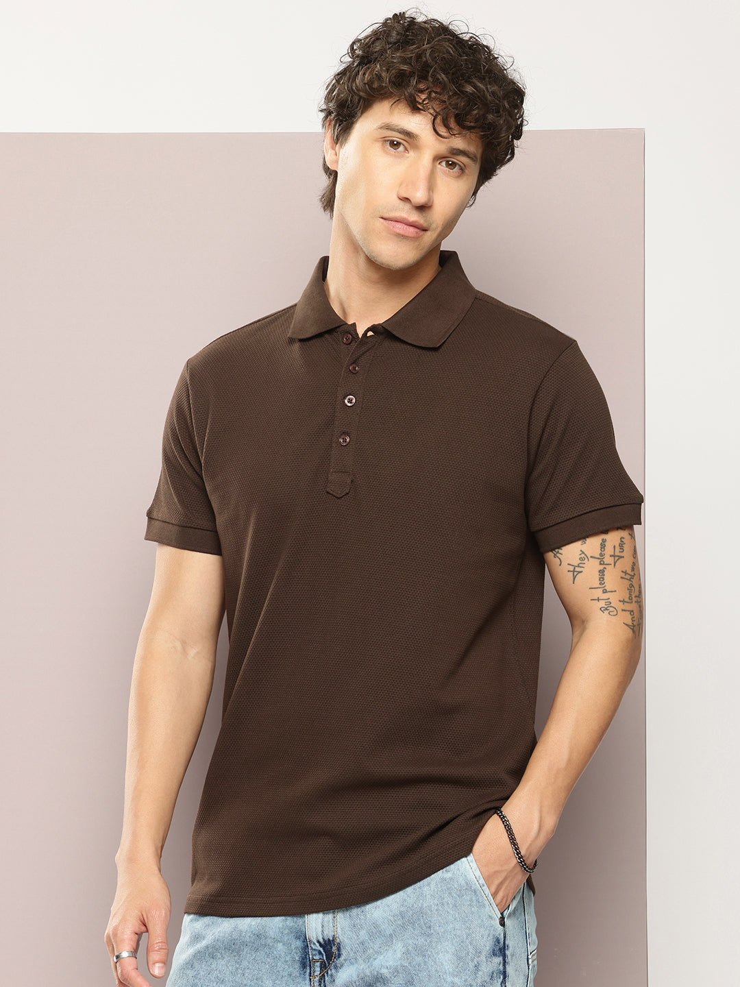 Mens Half Sleeve Polo Neck Solid Regular Fit Tshirts