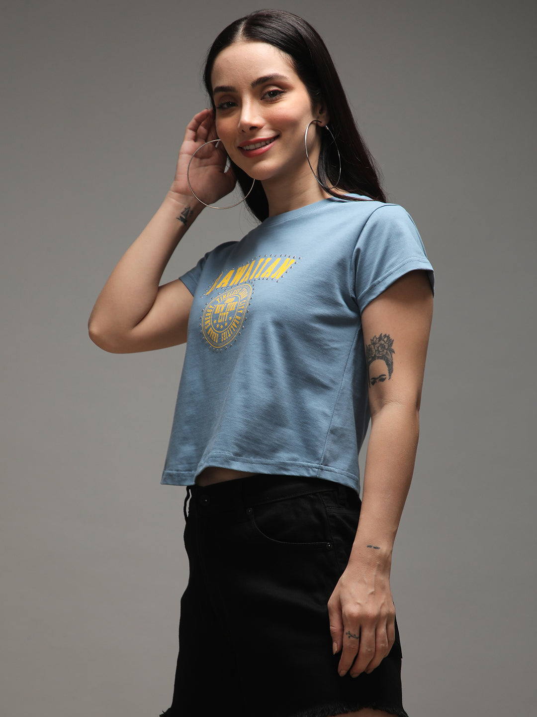 Womens Half Sleeve Round Neck Printed Regular Fit Tshirts