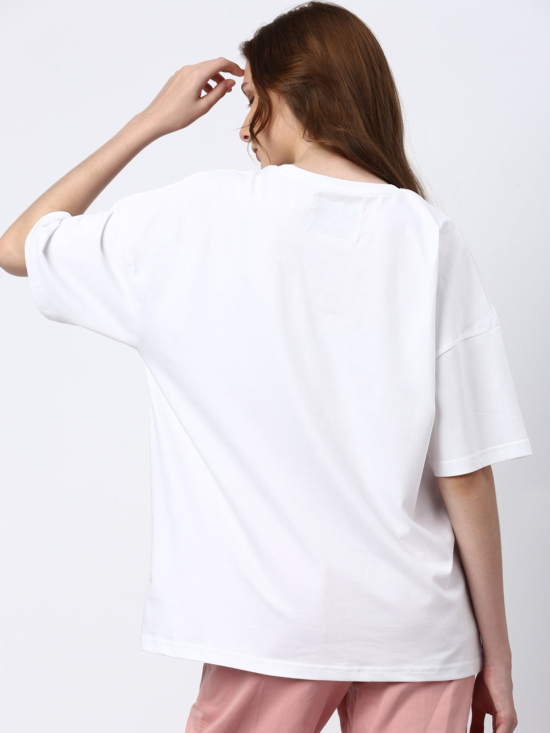 Womens Half Sleeve Drop Shoulder Printed Oversized Fit T-Shirts