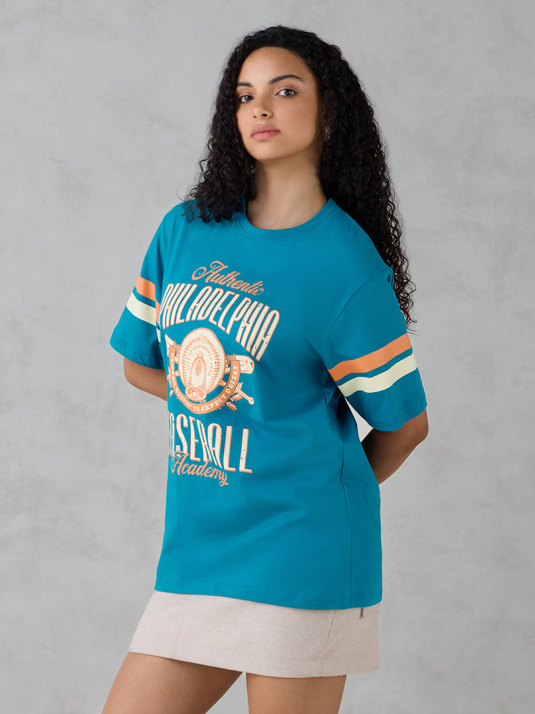 Womens Half Sleeve Printed Oversized Fit Tshirt