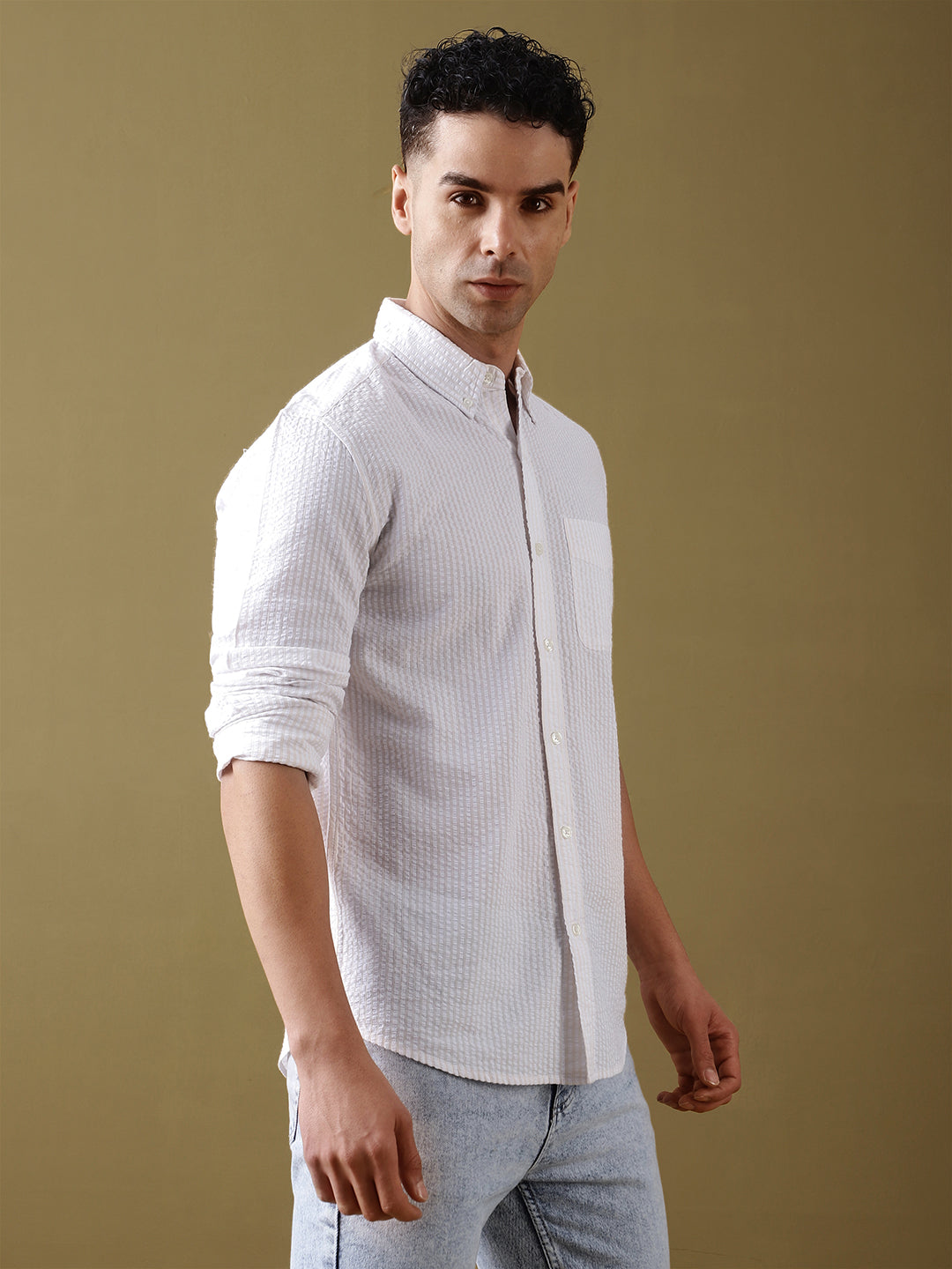 Mens Plain Full Sleeve Shirt With Pocket