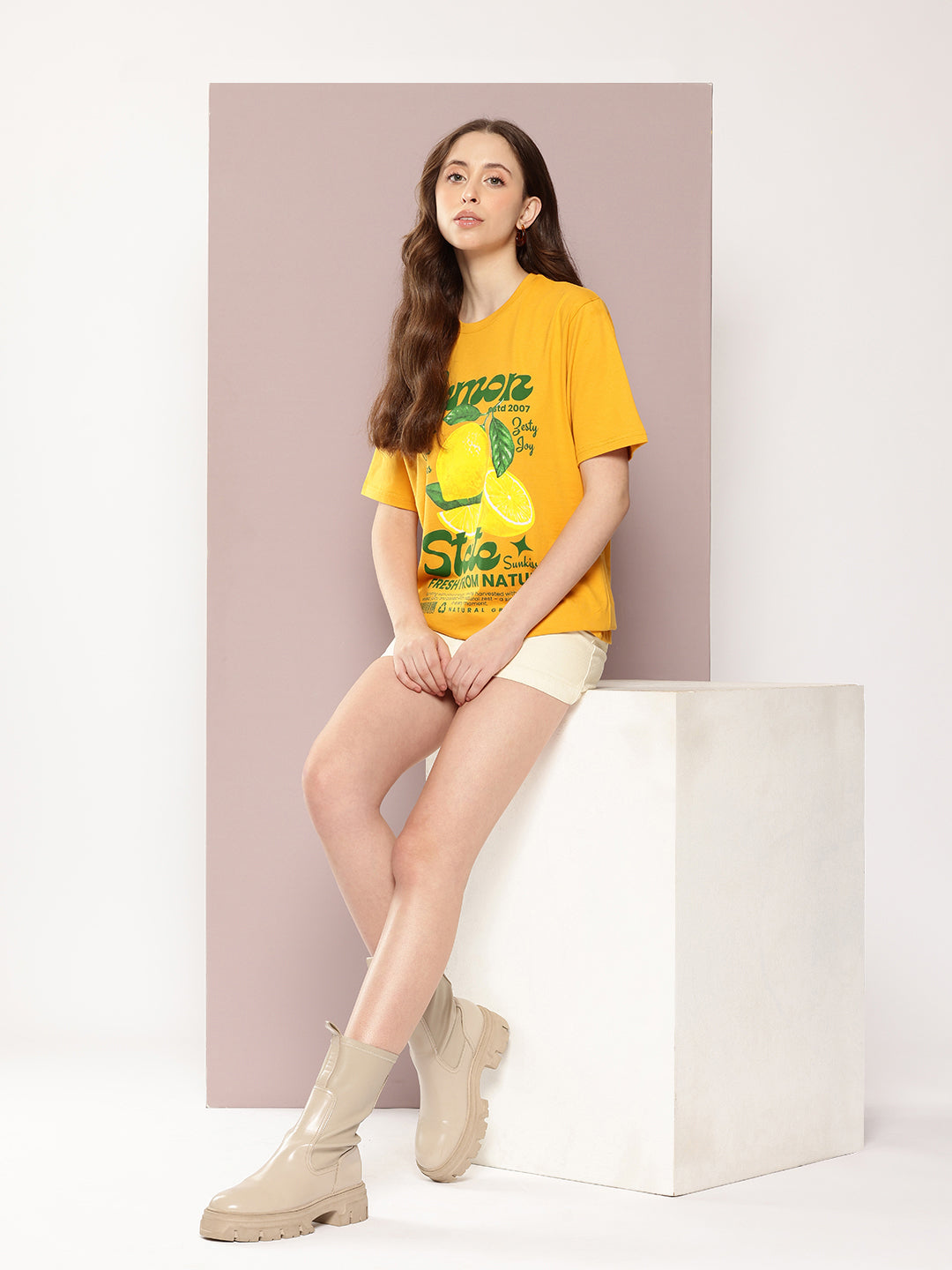 Womens Half Sleeve Round Neck Printed Oversized Fit Tshirts