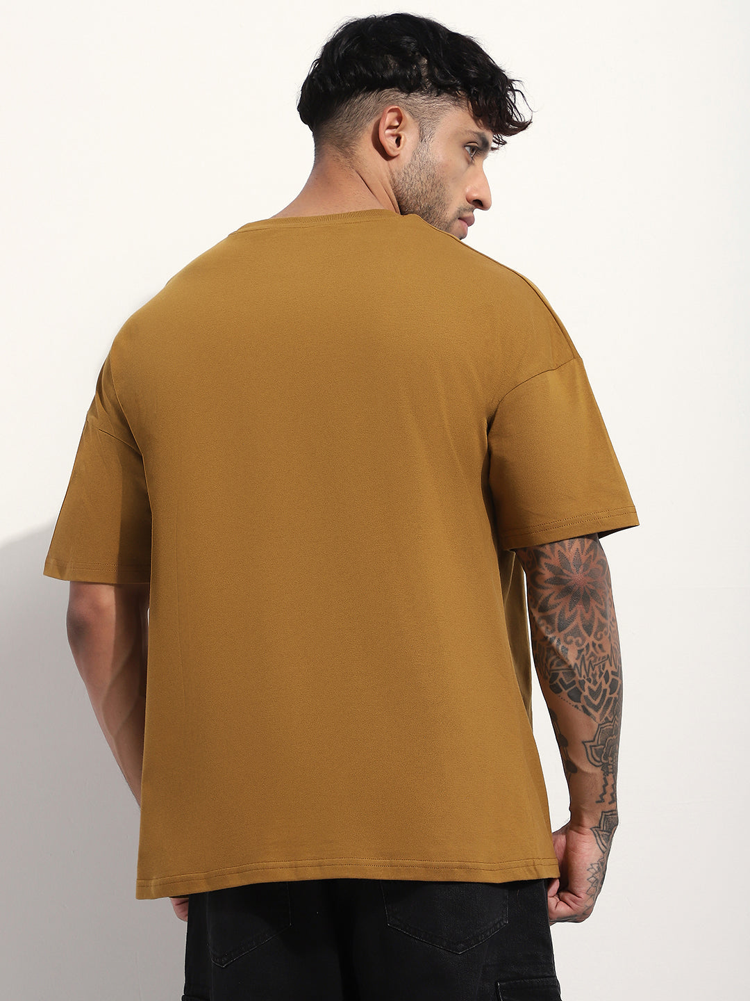 Mens Half Sleeve Drop Shoulder Printed Oversized Fit T-Shirts