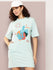 Womens Oversized Short Sleeves Printed Tshirt Dress