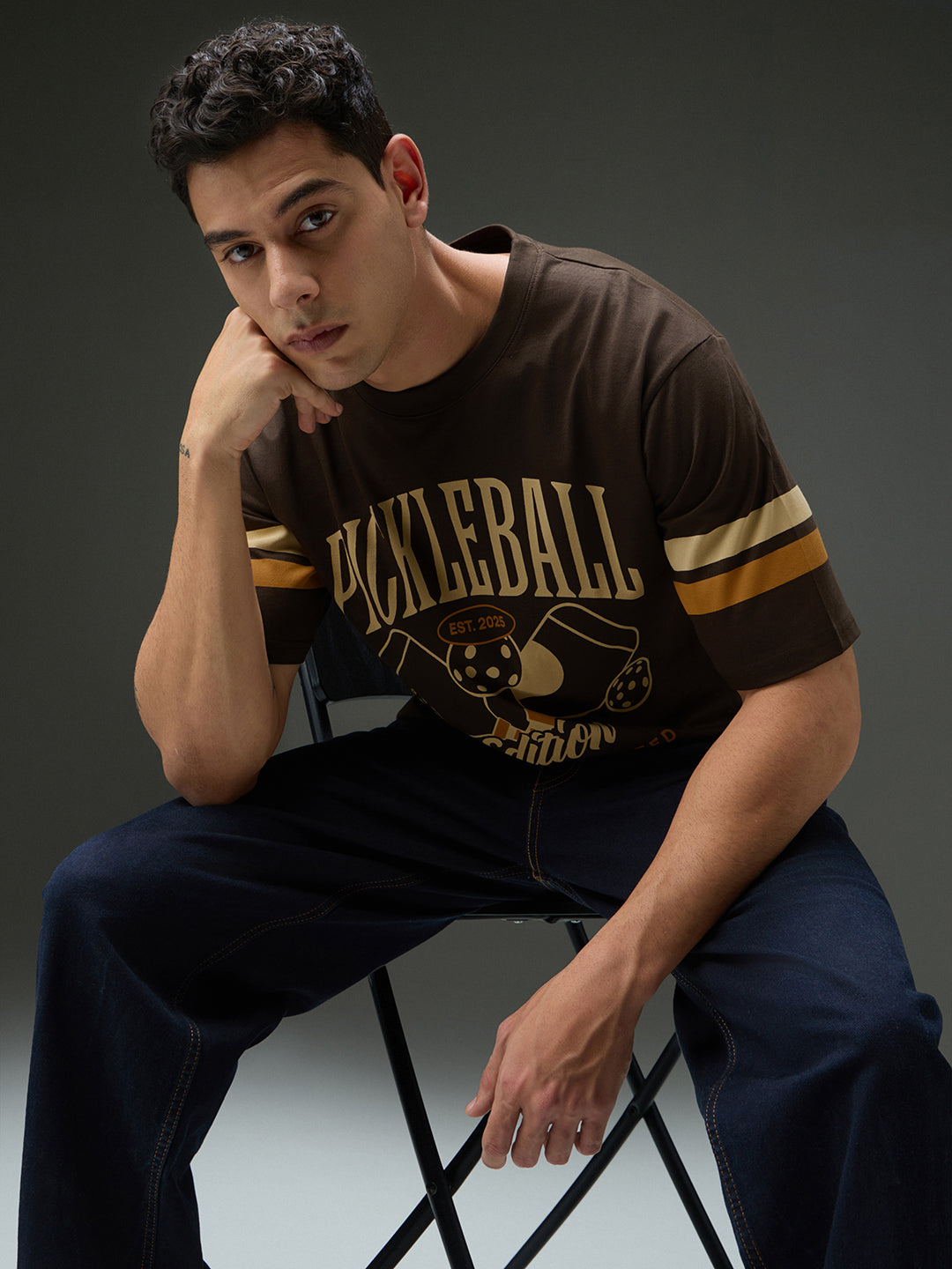 Mens Round Neck Half Sleeve Printed Oversized Fit Tshirt