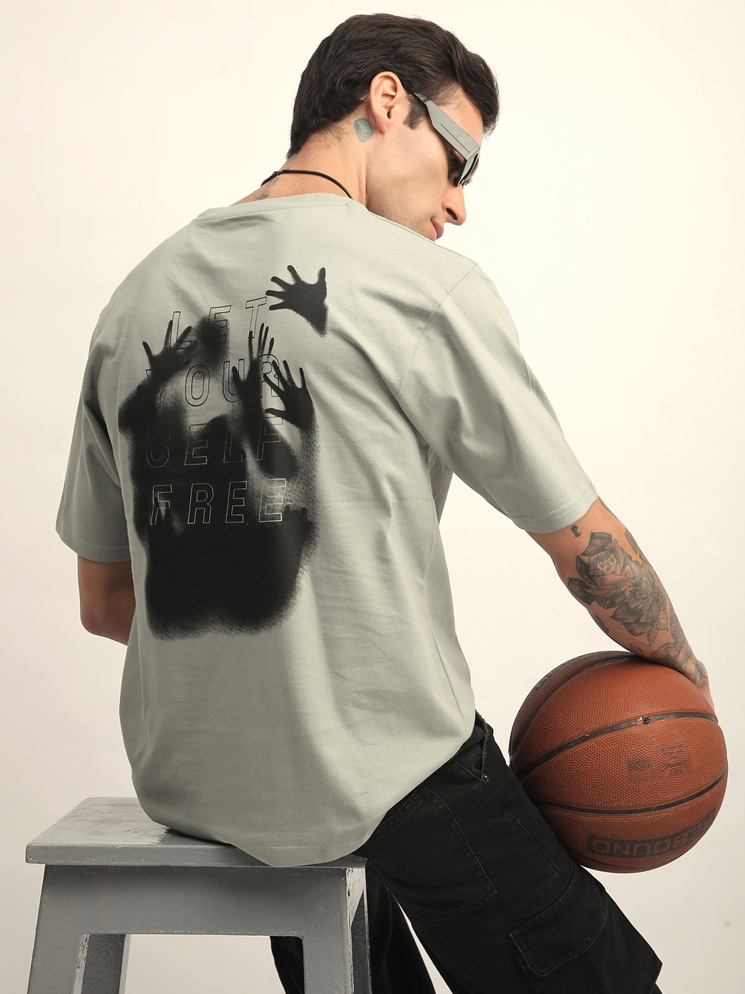 Mens Half Sleeve Round Neck Back Printed Oversized Fit Tshirts
