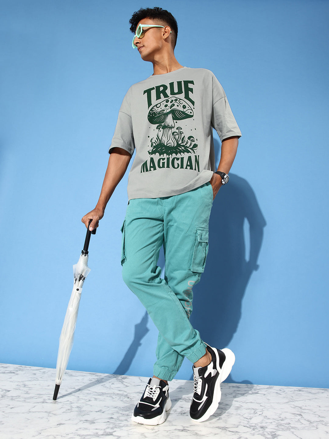 Mens Half Sleeve Drop Shoulder Printed Oversized Fit T-Shirts