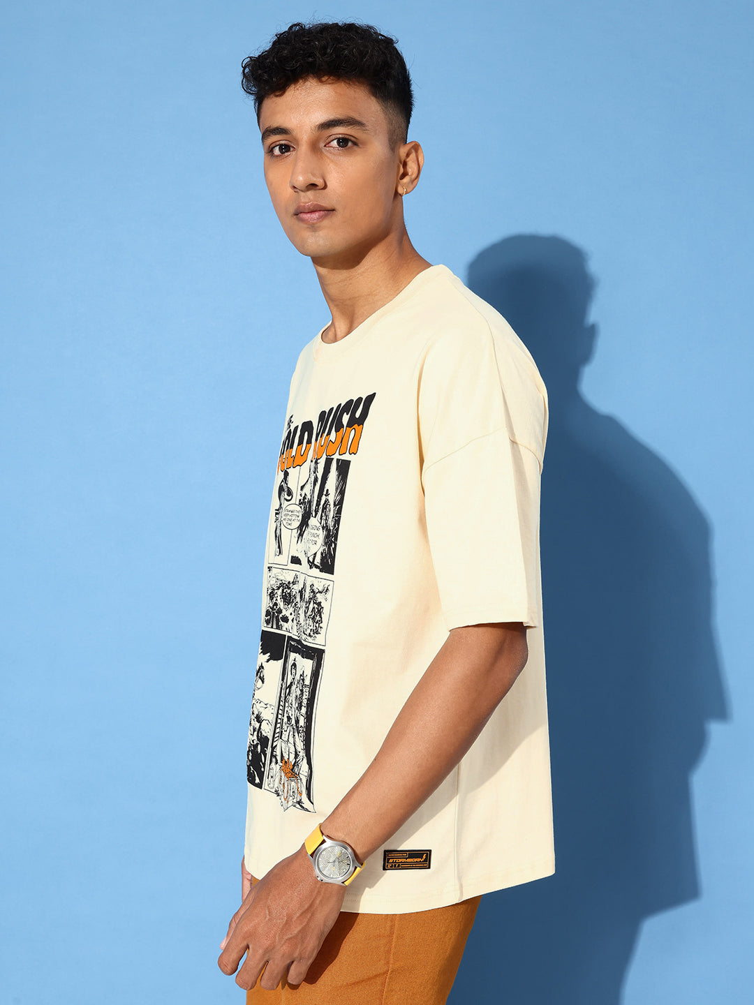 Mens Half Sleeve Drop Shoulder Printed Oversized Fit T-Shirts