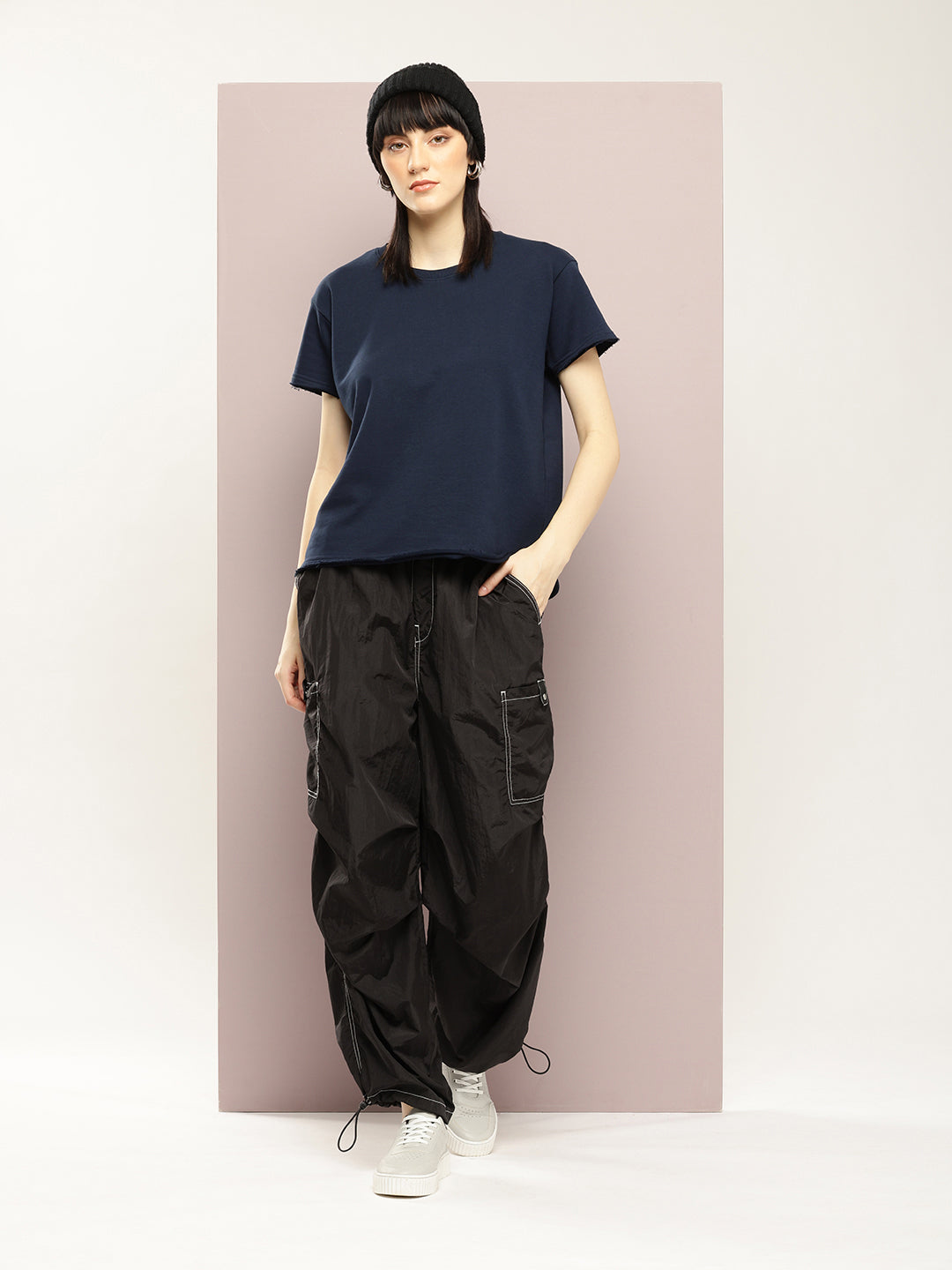 Womens Half Sleeve Round Neck Solid Boxy Fit Tshirts
