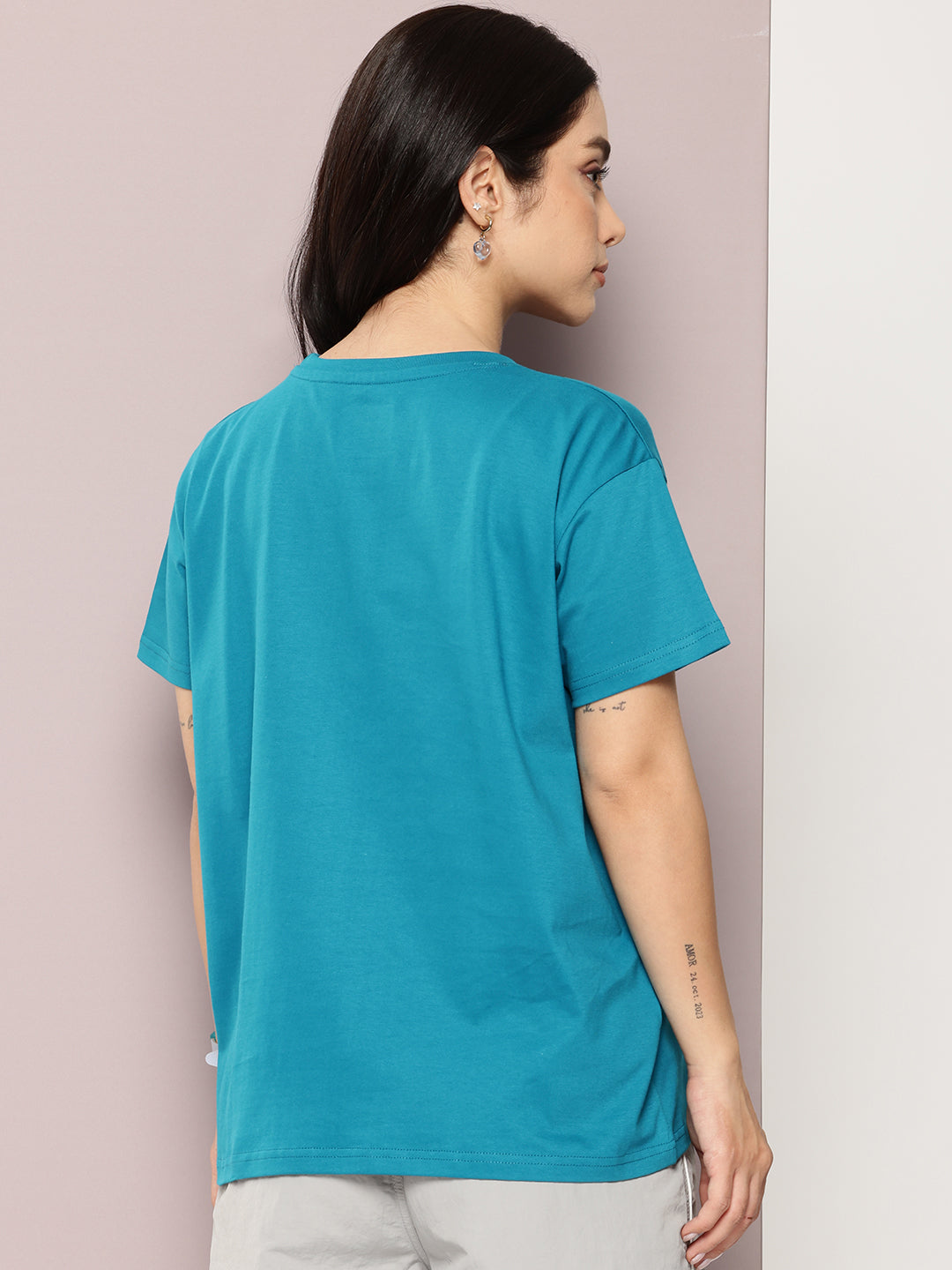 Womens Half Sleeve Round Neck Printed Boxy Fit Tshirts