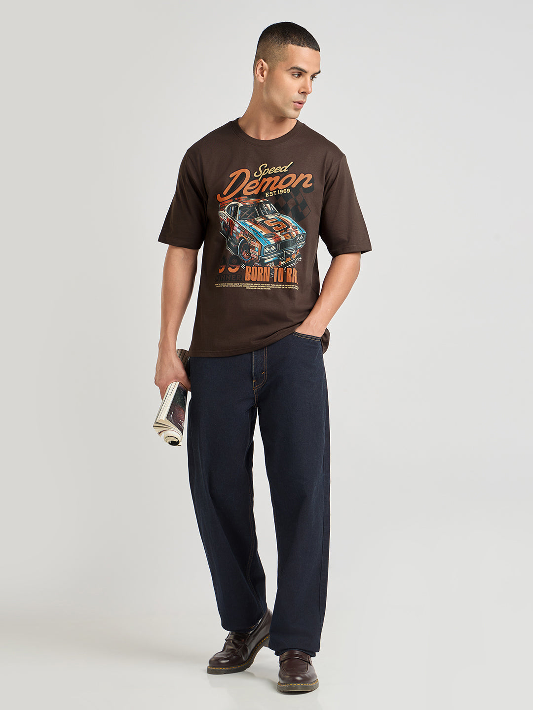 Mens Printed Oversized Cotton Round Neck Tshirt