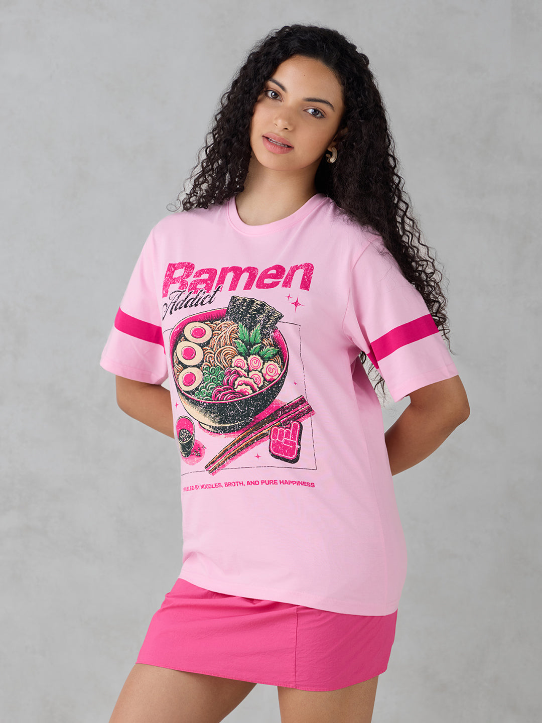 Womens Half Sleeve Printed Oversized Fit Tshirt