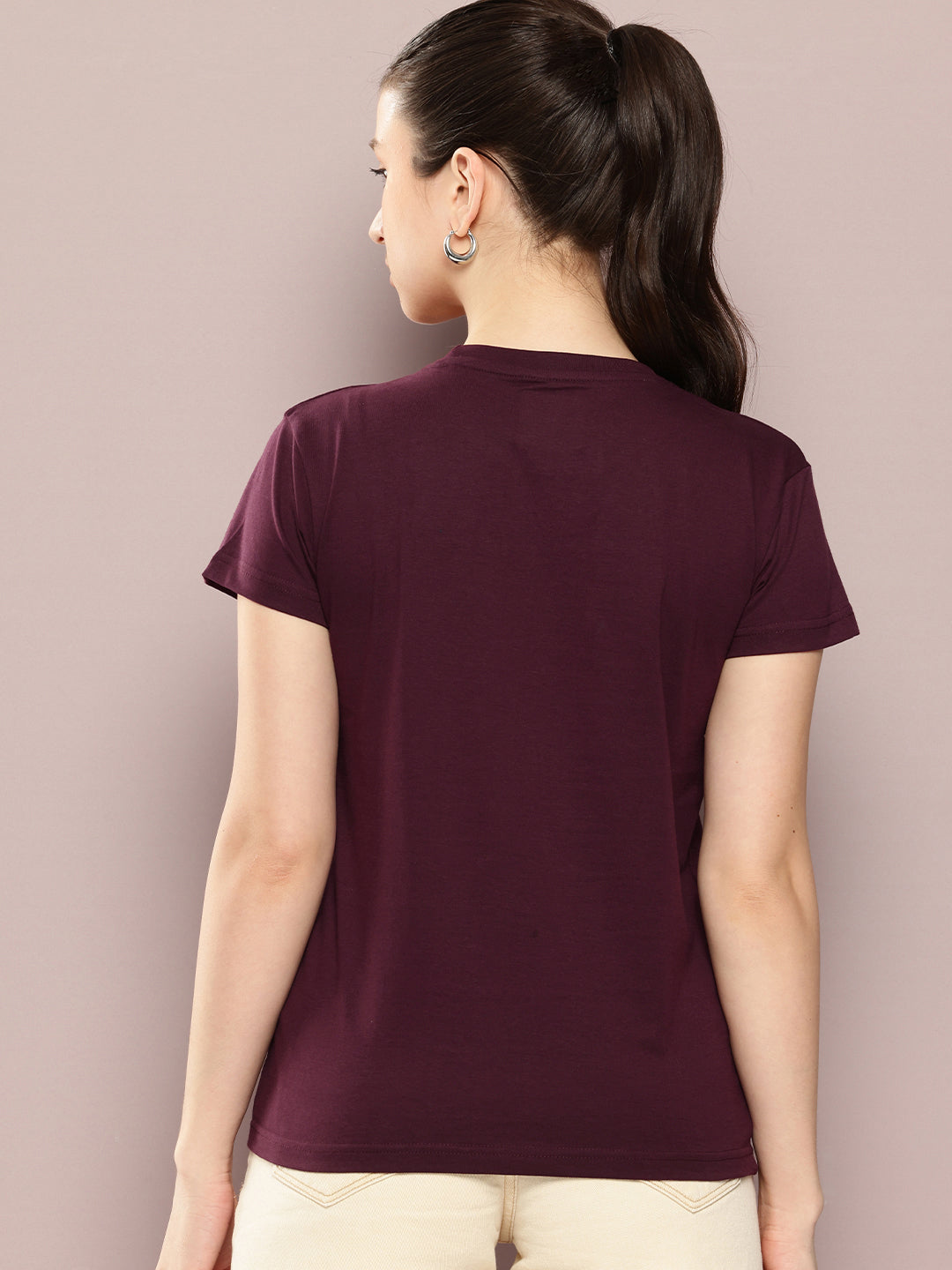 Womens Half Sleeve Round Neck Printed Regular Fit Tshirts