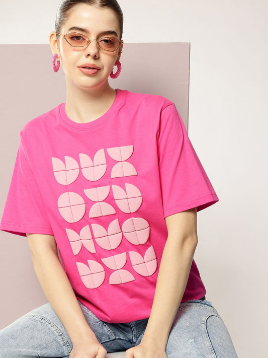 Womens Short Sleeve Round Neck Oversized Fit T-Shirt