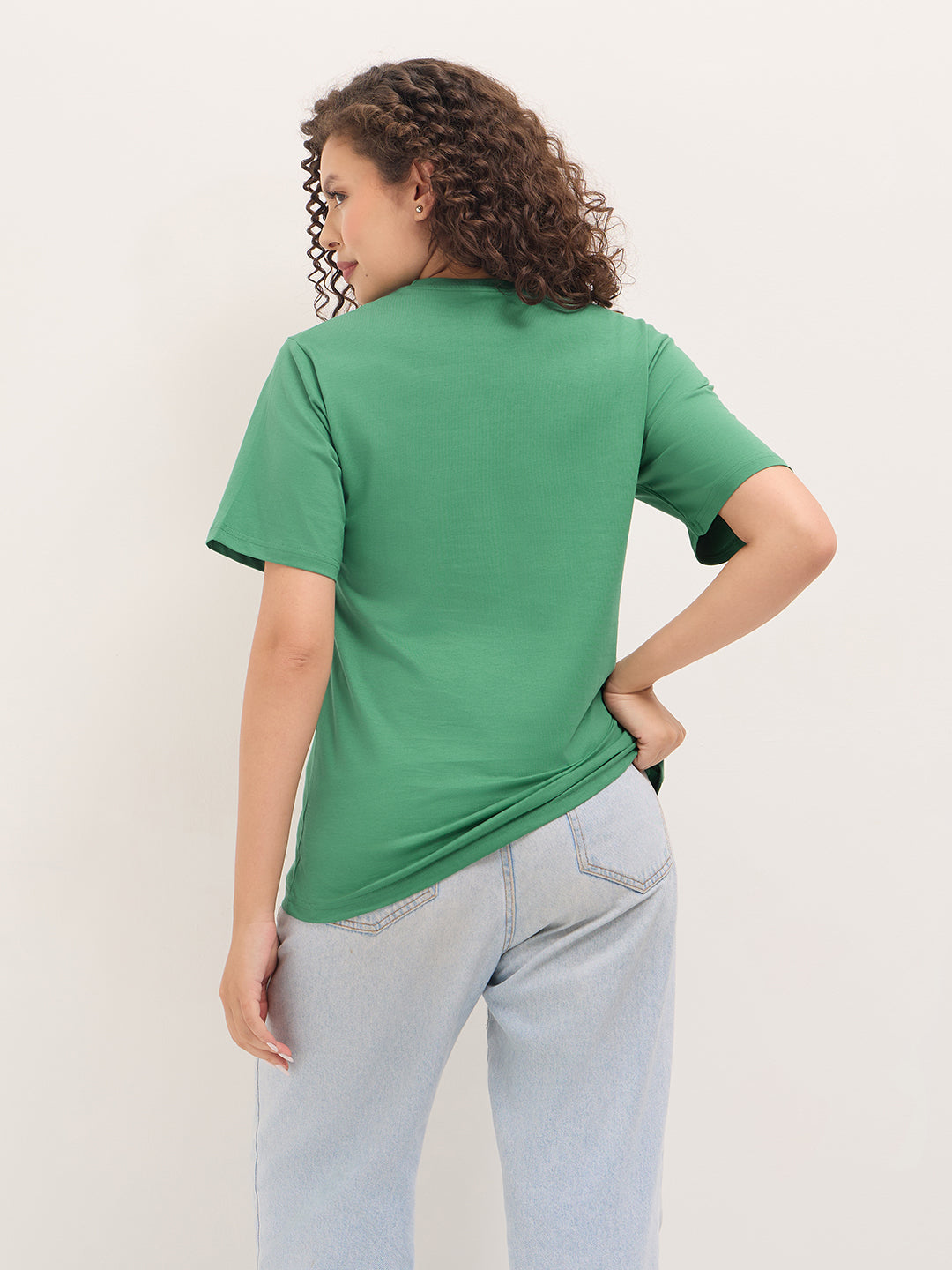 Womens Half Sleeve Round Neck Printed Oversized Fit Tshirts