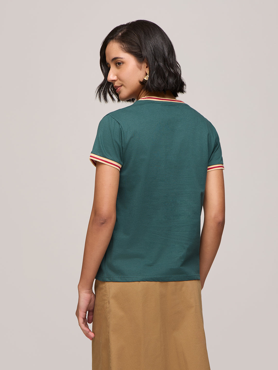 Womens Printed Regular Fit Cotton T-Shirt
