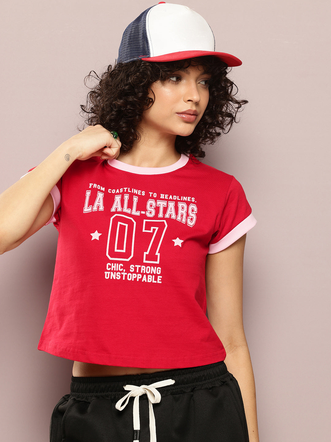 Womens Half Sleeve Round Neck Printed Regular Fit Tshirts