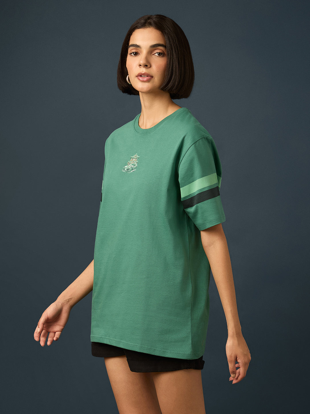 Womens Short Sleeve Printed Oversized Fit Tshirt 