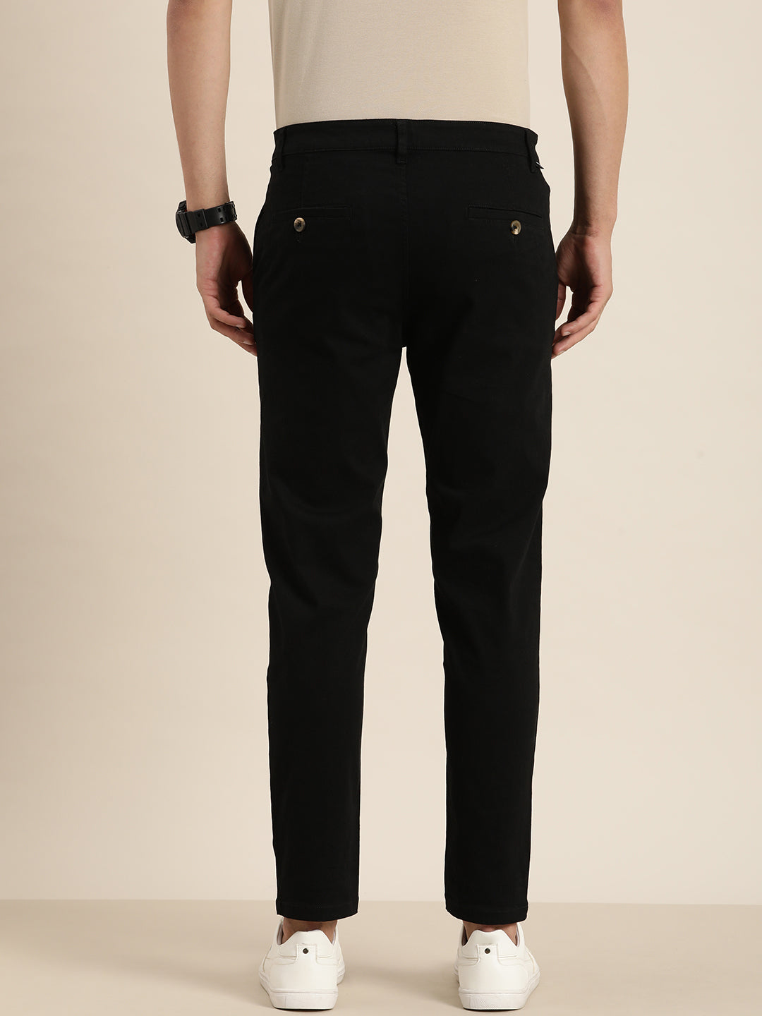 Men Solid Ankle-Length Chinos Trousers