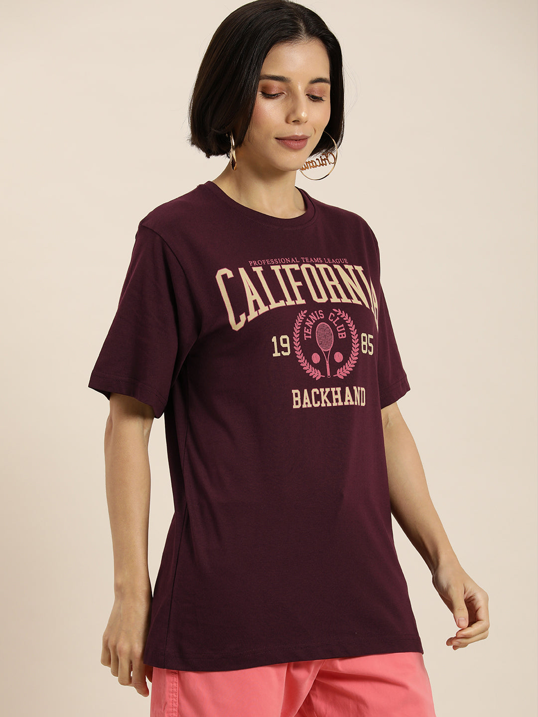 Womens Half Sleeve Round Neck Oversized Fit T-Shirts