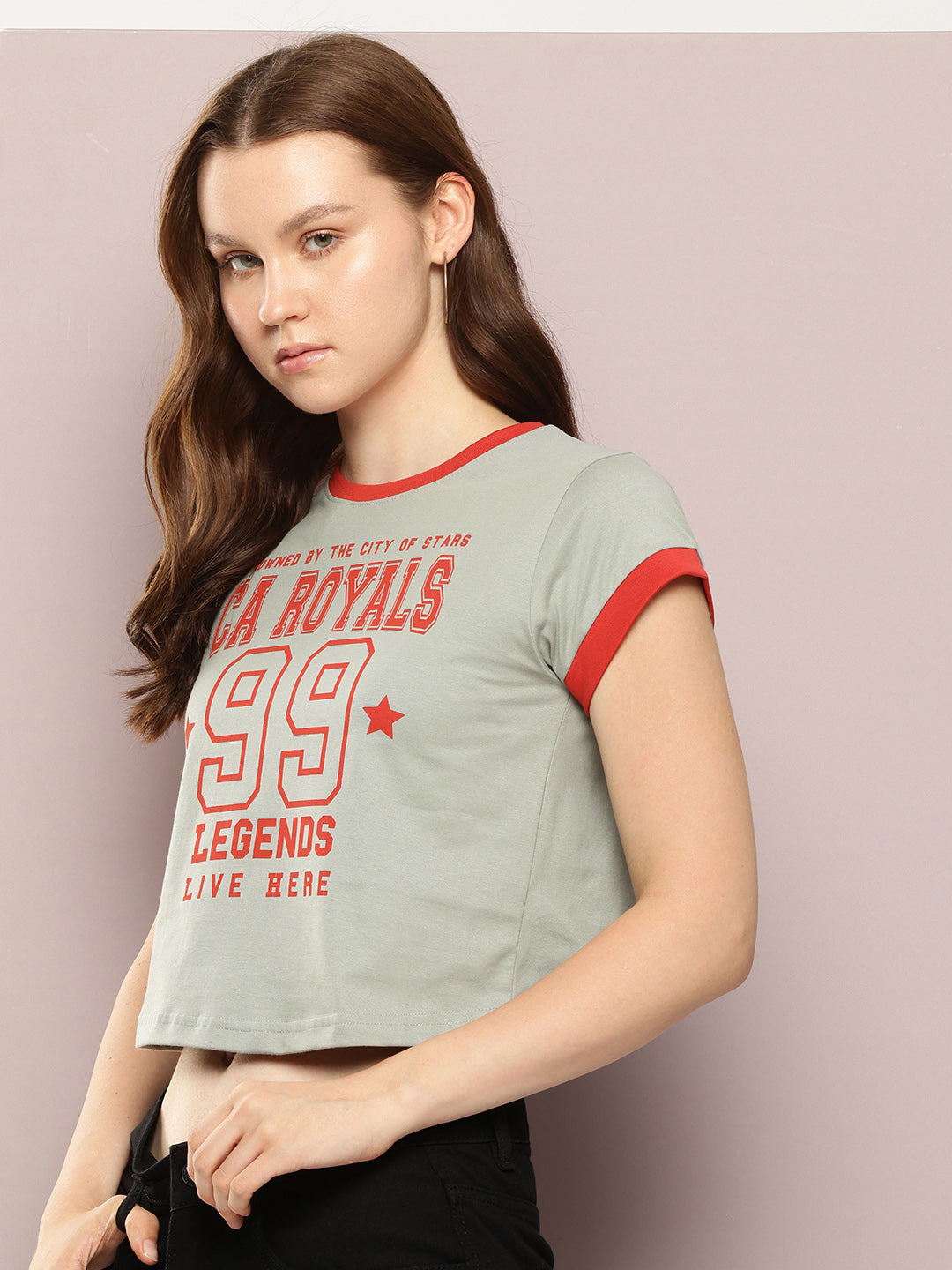 Womens Half Sleeve Round Neck Printed Regular Fit Tshirts