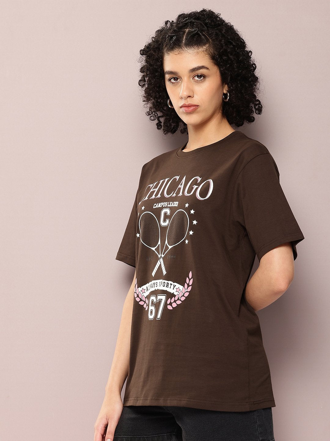 Womens Half Sleeve Round Neck Oversized Fit T-Shirts