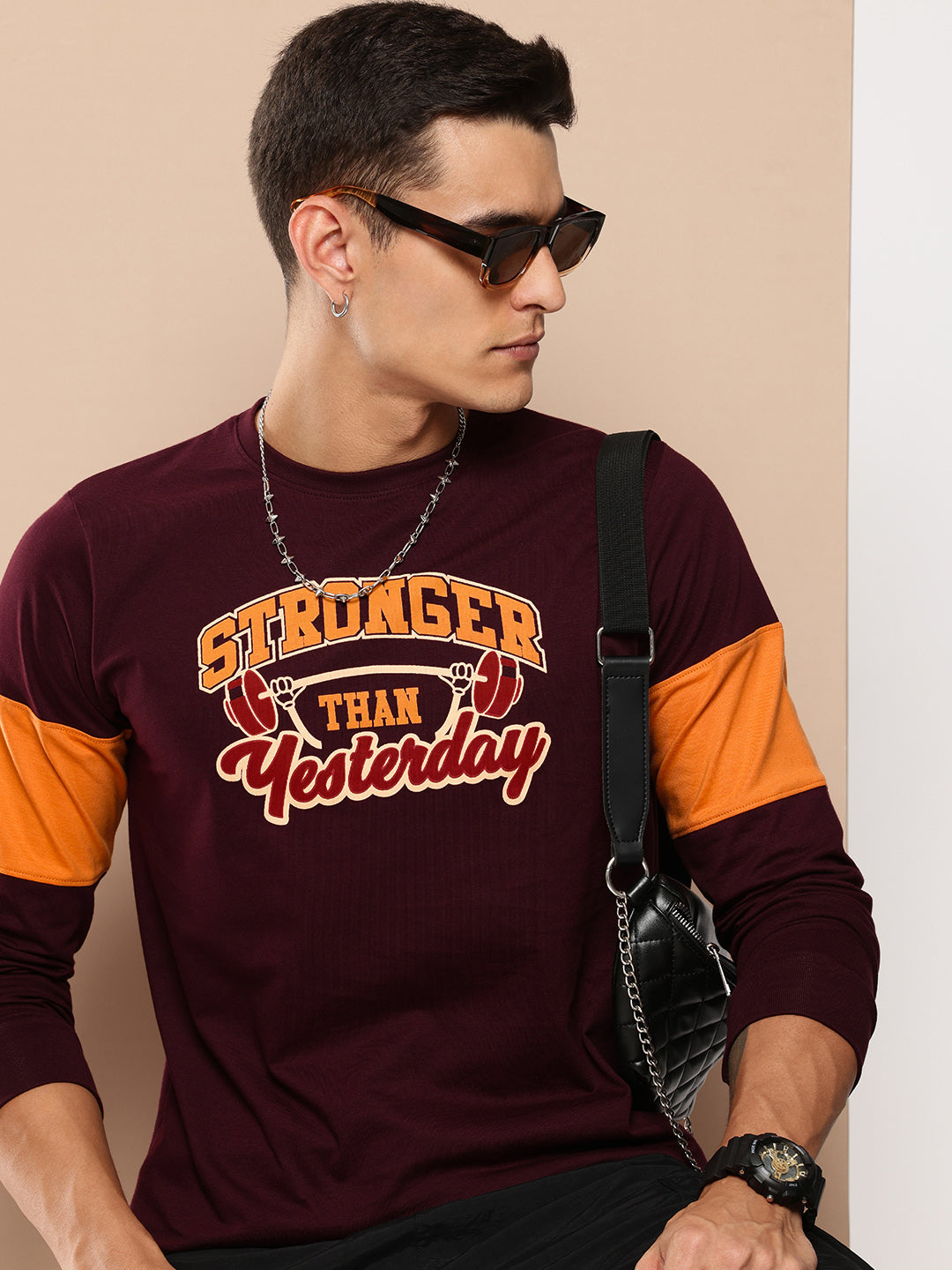 Mens Full Sleeve Round Neck Printed Regular Fit Tshirts
