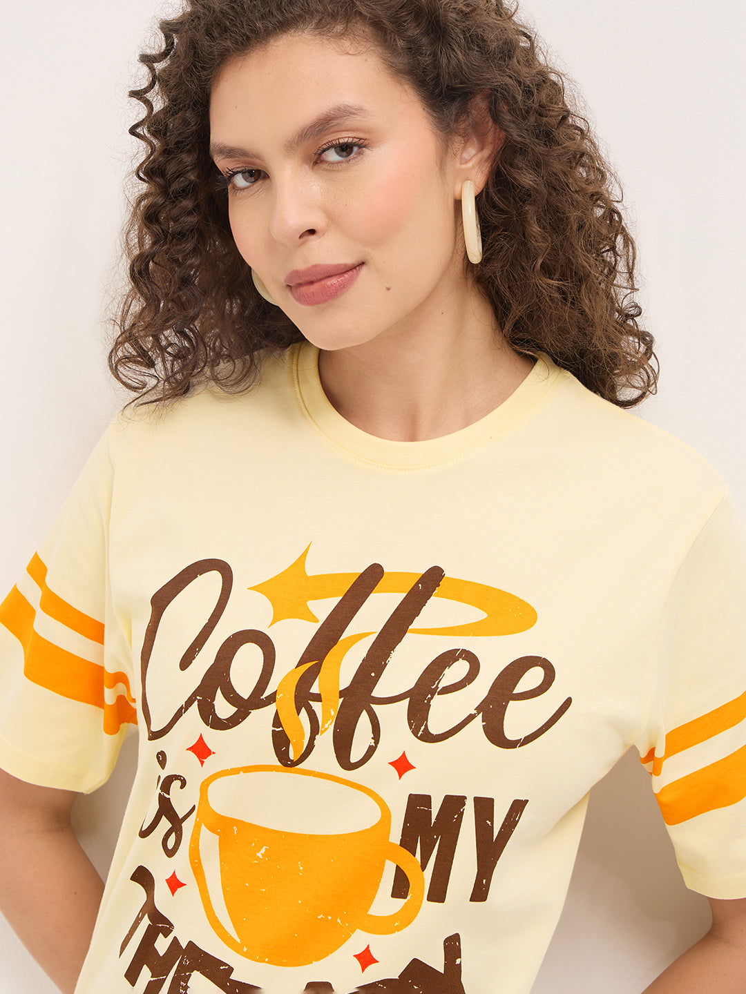 Womens Half Sleeve Round Neck Printed Oversized Fit Tshirts