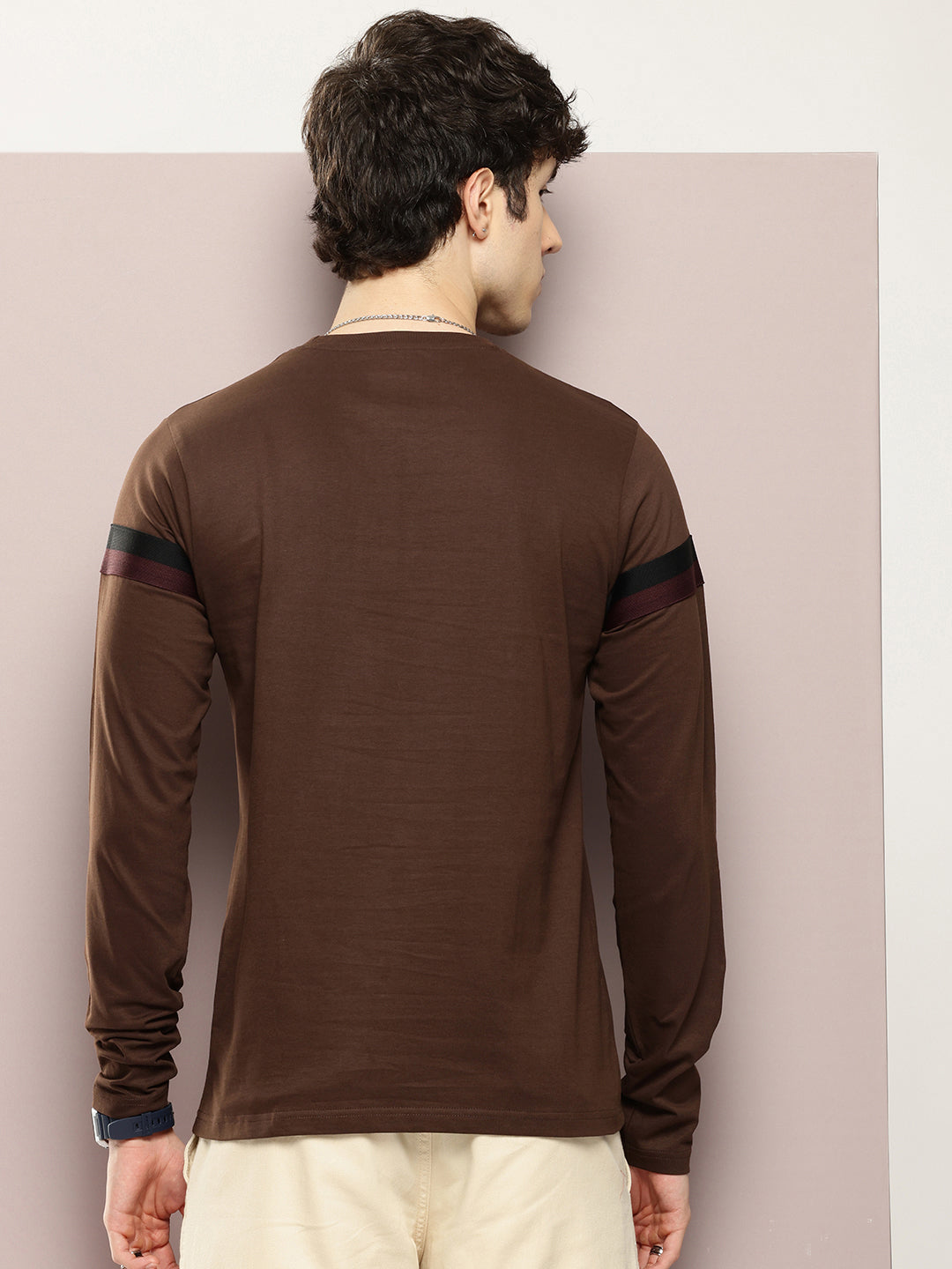 Mens Full Sleeve Round Neck Striped Regular Fit Tshirts