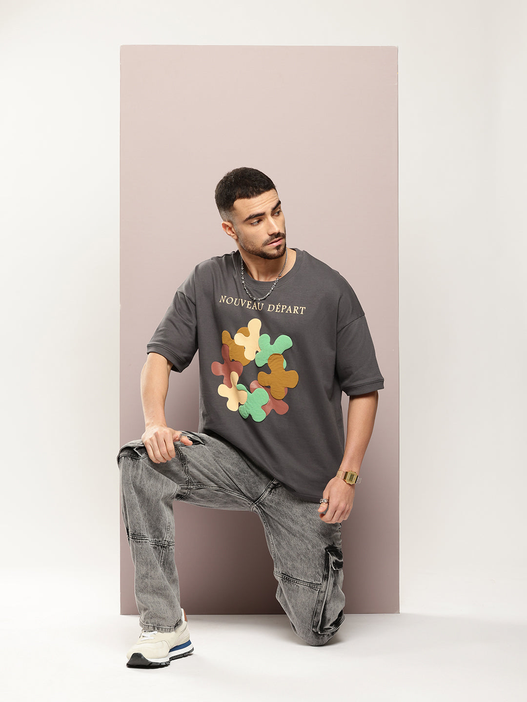Mens Half Sleeve Round Neck Printed Oversized Fit Tshirts