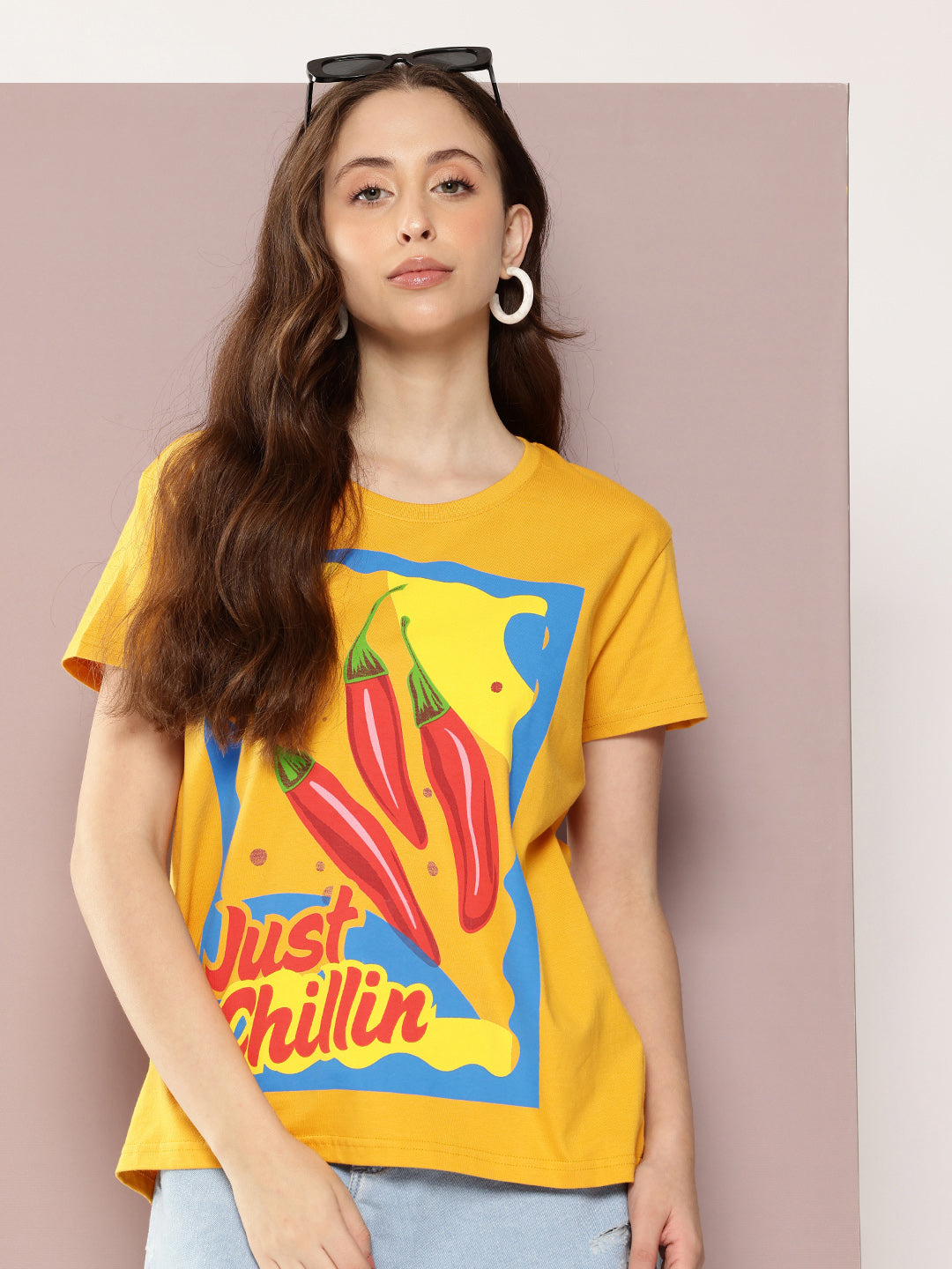 Womens Half Sleeve Round Neck Printed Boxy Fit Tshirts