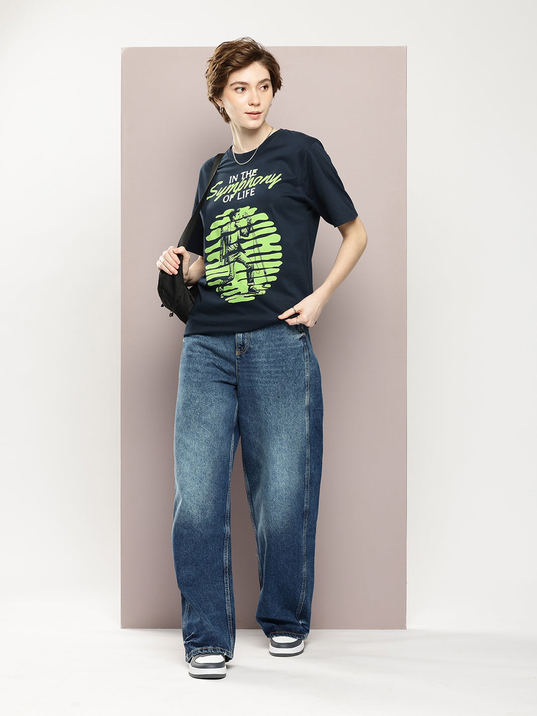 Womens Half Sleeve Round Neck Printed Oversized Fit Tshirts