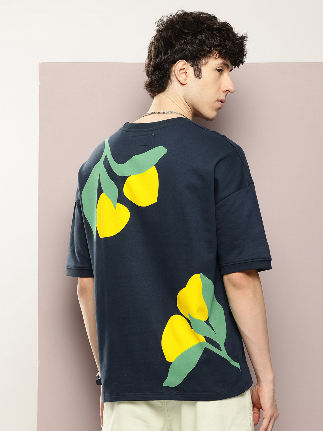 Mens Half Sleeve Round Neck Back Printed Oversized Fit Tshirts