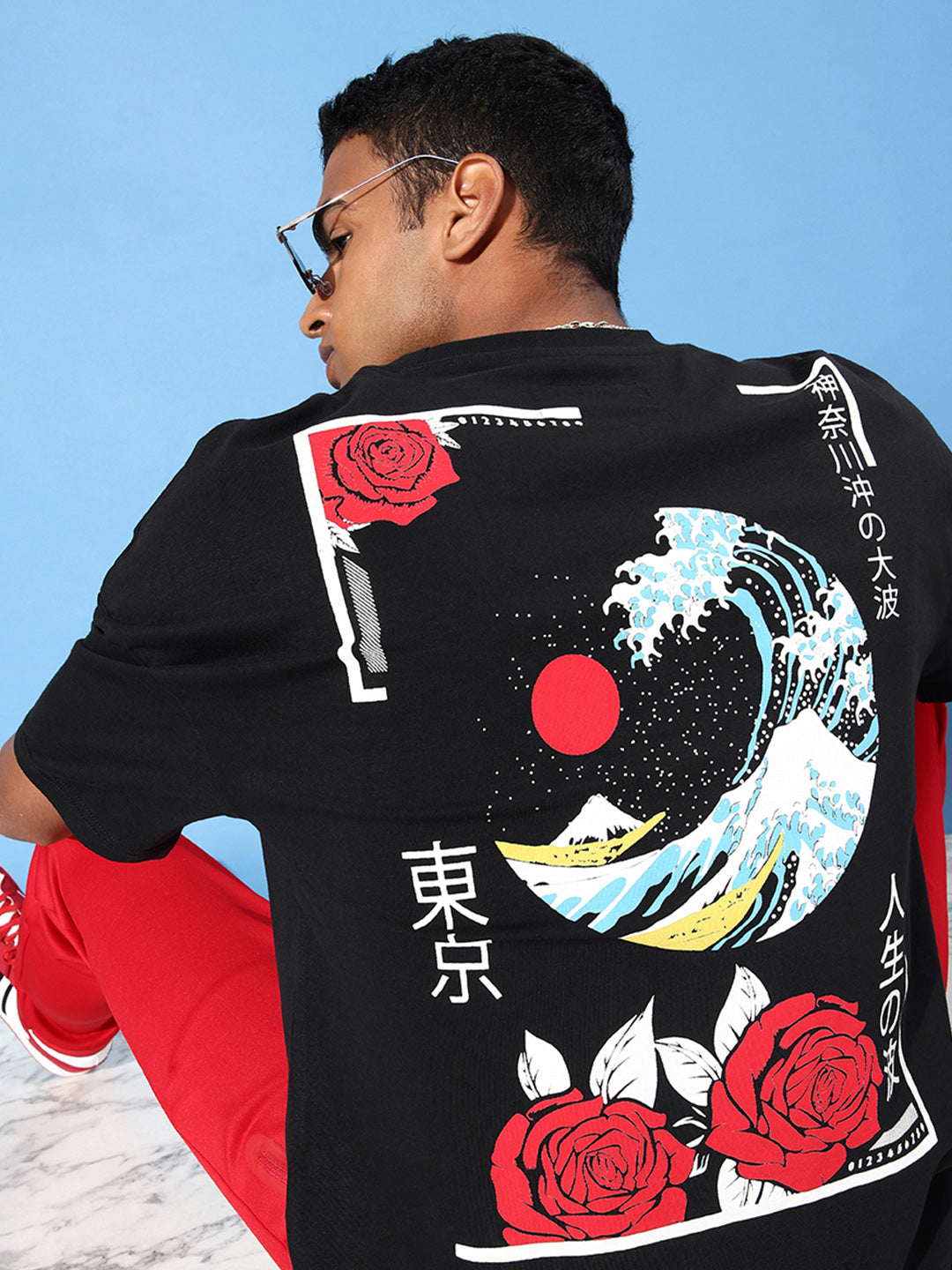 Mens Half Sleeve Drop Shoulder Printed Oversized Fit T-Shirts
