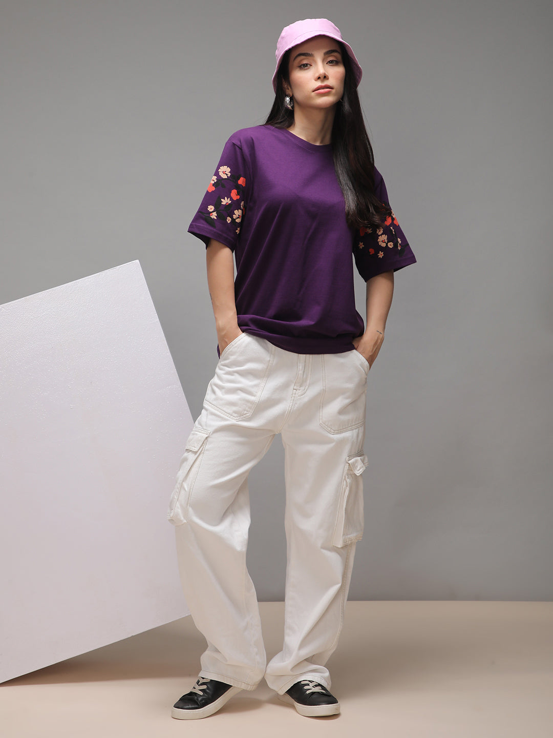Womens Half Sleeve Round Neck Printed Oversized Fit Tshirts