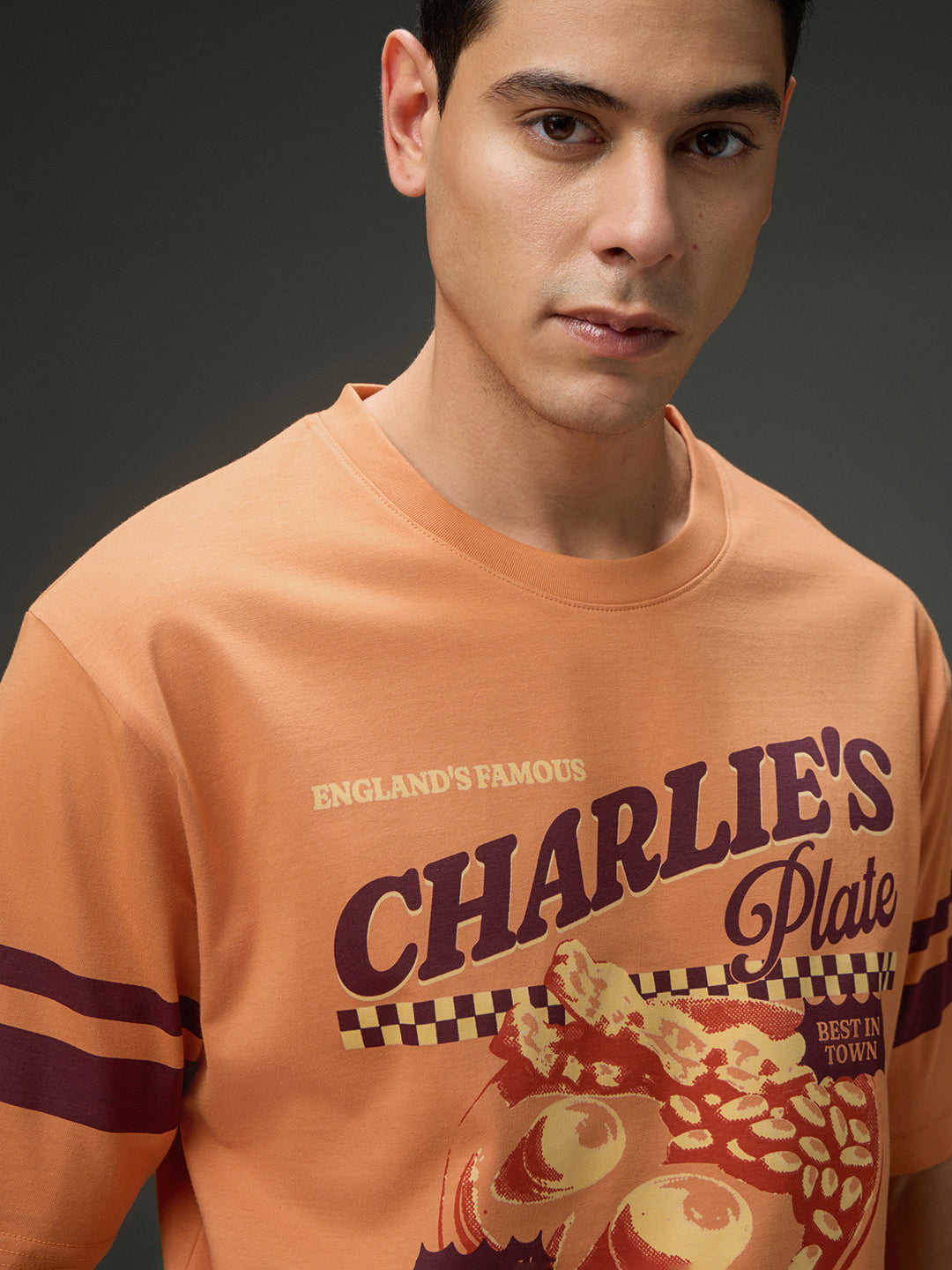 Mens Round Neck Half Sleeve Printed Oversized Fit Tshirt