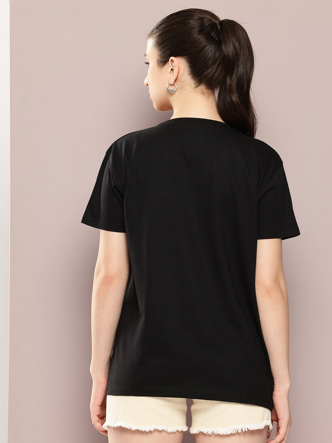 Womens Half Sleeve Round Neck Embroidery Boxy Fit Tshirts