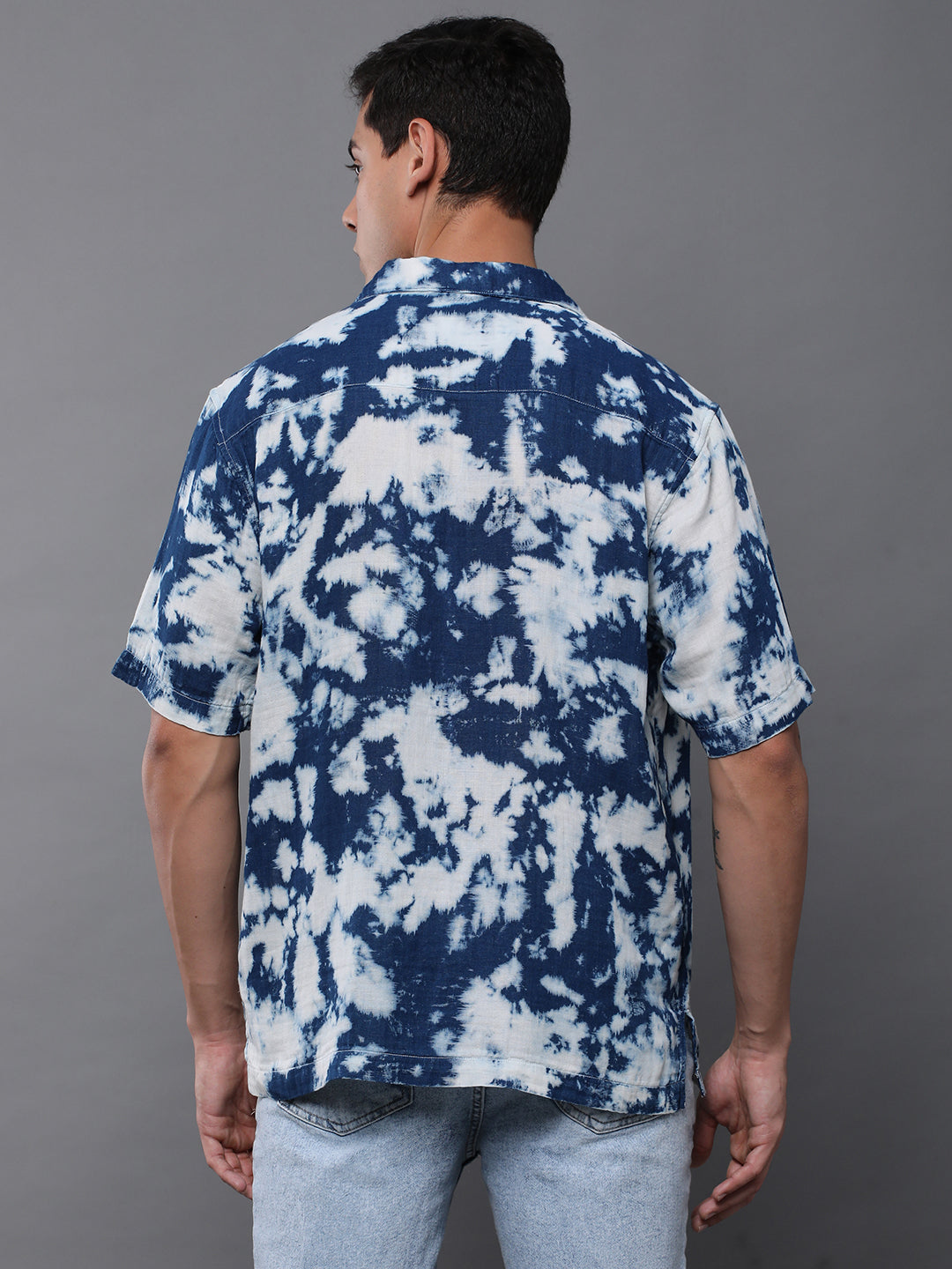 Men Floral Printed Hlaf Sleeve Casual Shirt
