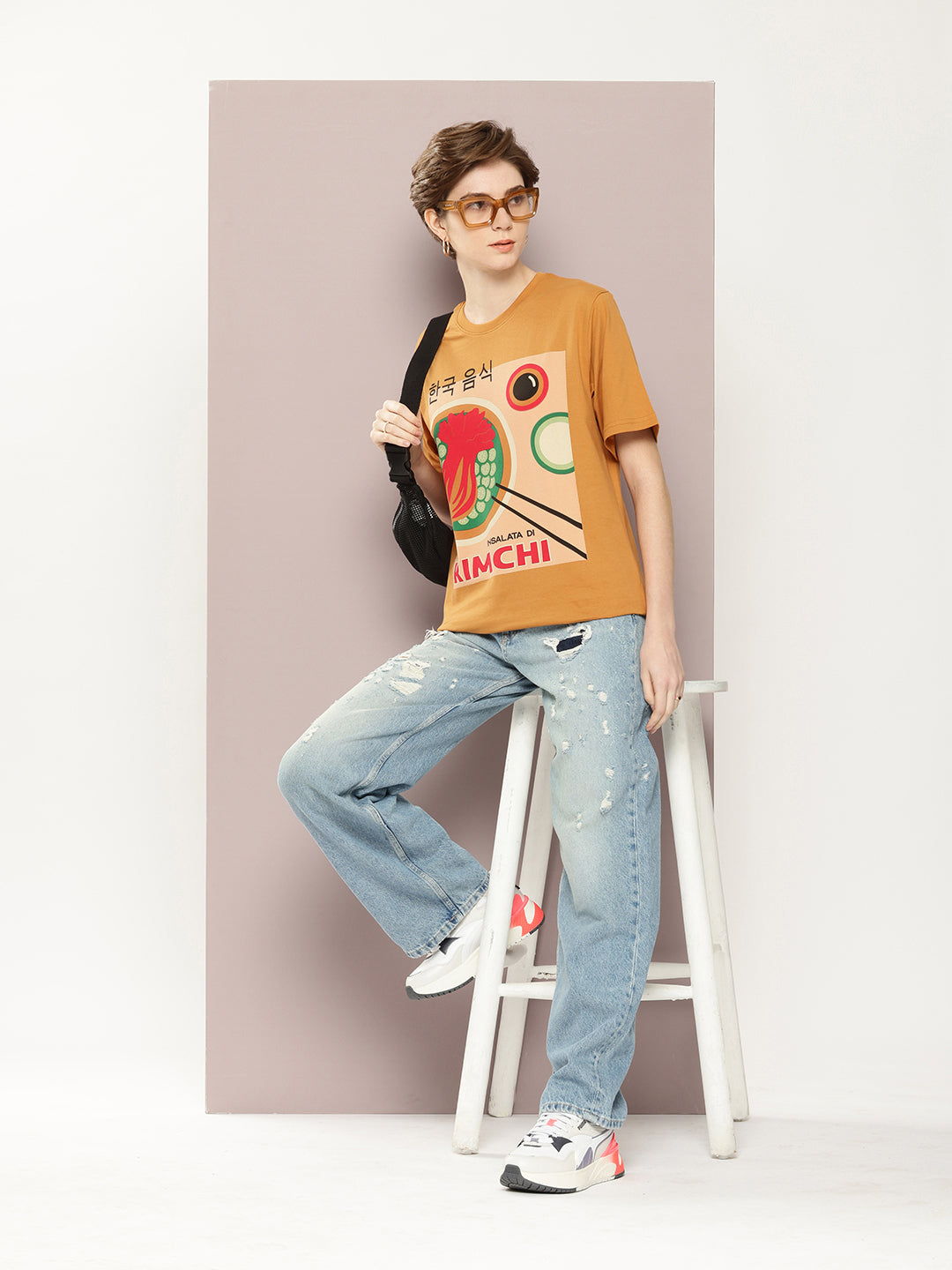 Womens Half Sleeve Round Neck Printed Oversized Fit Tshirts