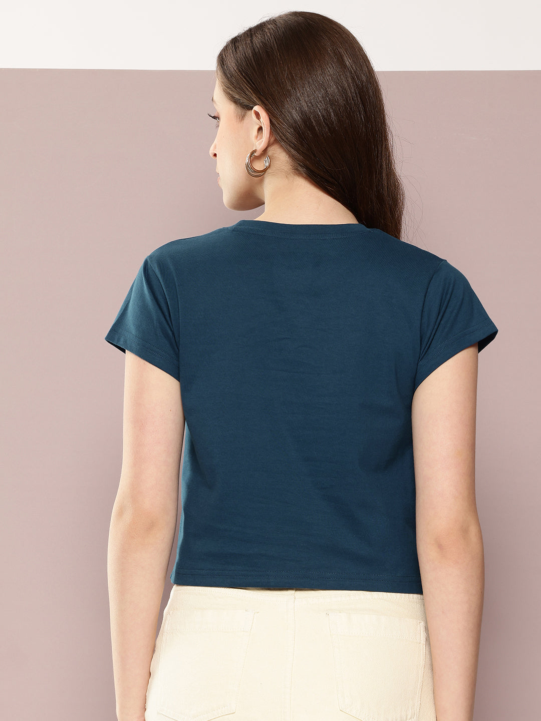 Womens Half Sleeve Round Neck Embroidered Regular Fit Tshirts