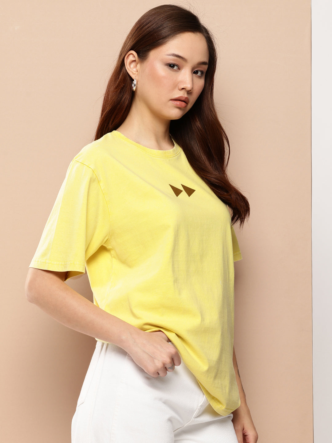 Womens Half Sleeve Round Neck Back Printed Oversized Fit Tshirts