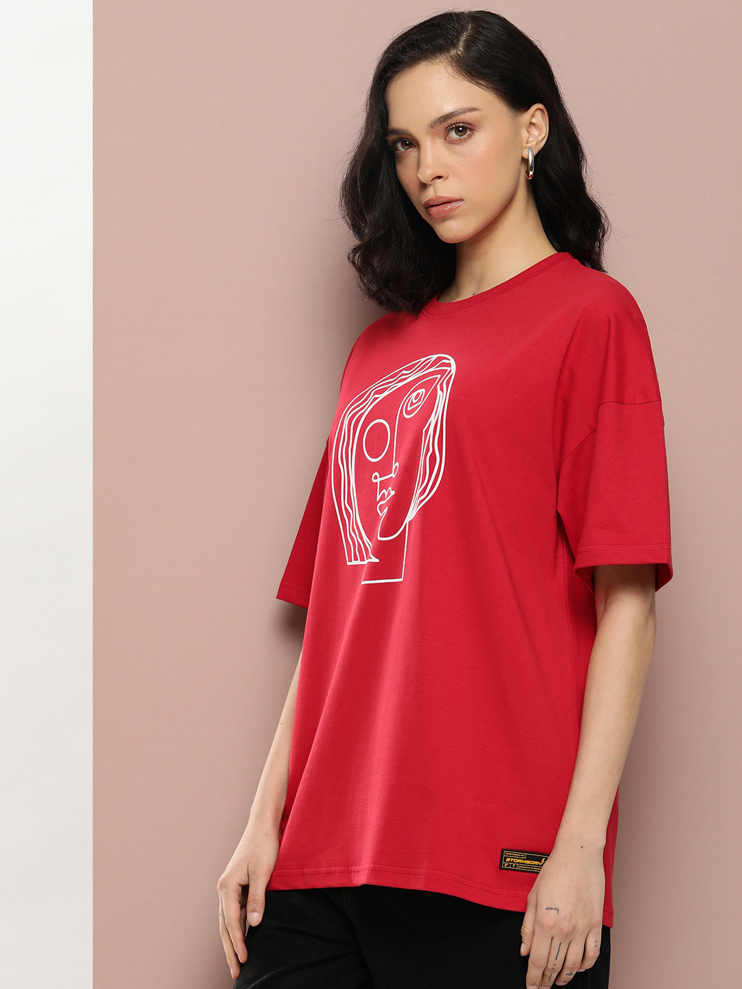 Womens Half Sleeve Drop Shoulder Printed Oversized Fit T-Shirts