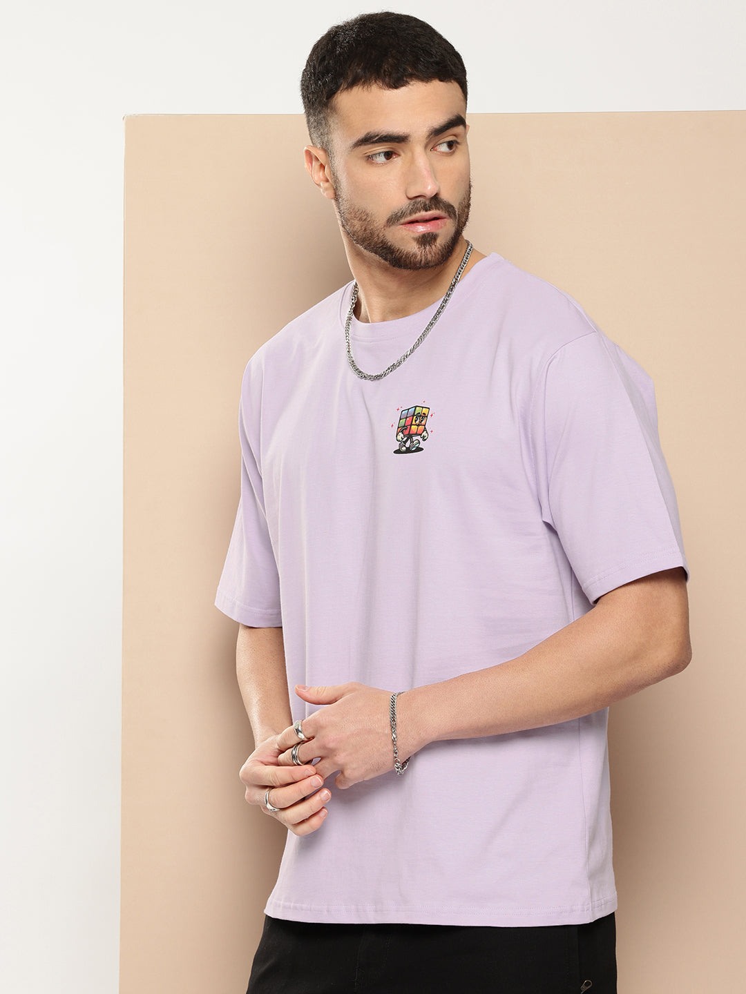 Mens Half Sleeve Round Neck Back Printed Oversized Fit Tshirts
