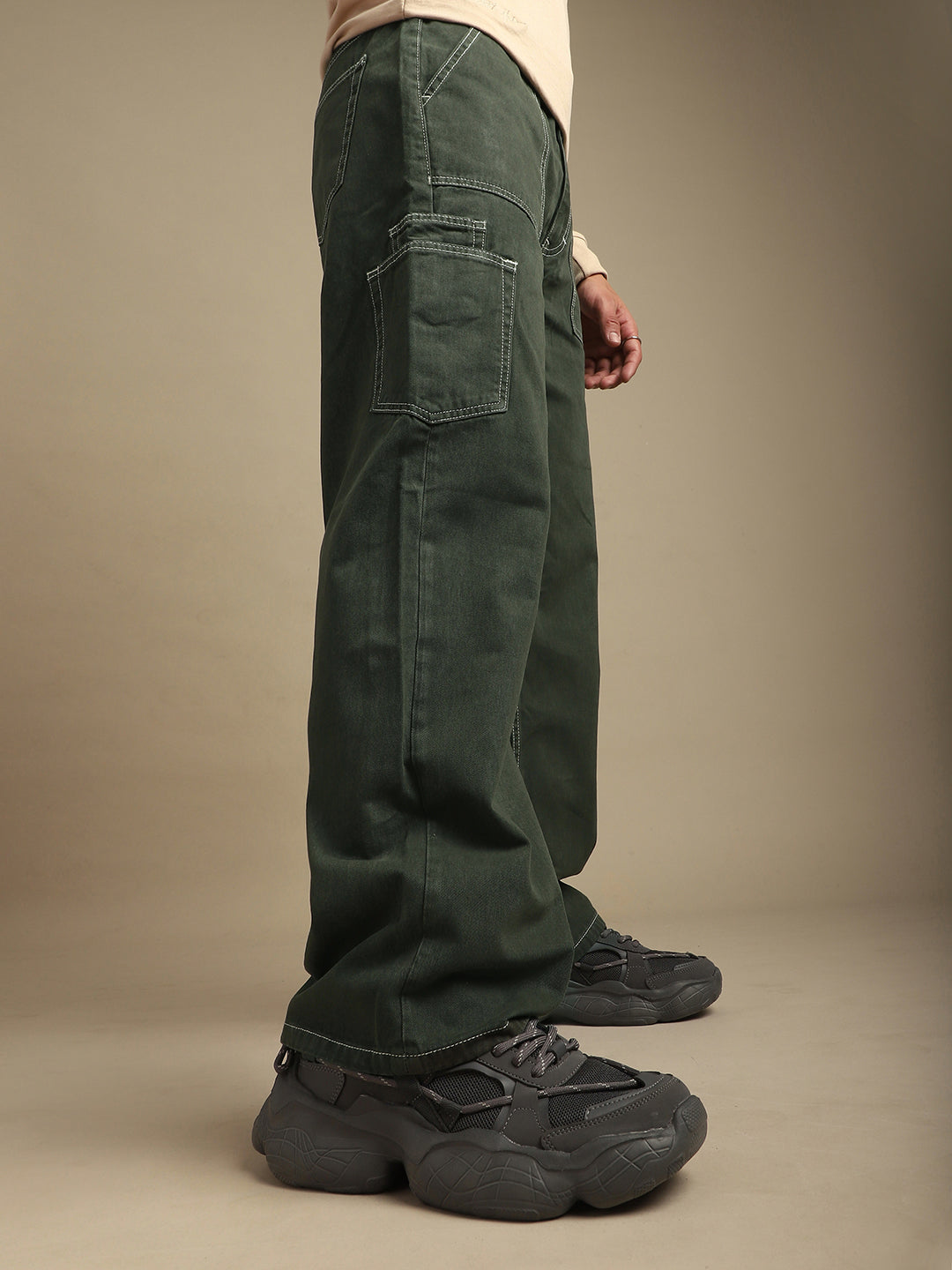 Men Plain Cargo Jeans
