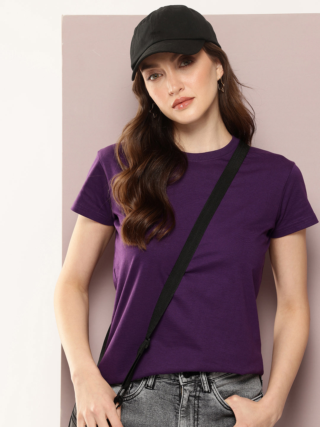 Womens Half Sleeve Round Neck Solid Regular Fit Tshirts