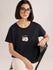 Womens Embroidery Boxy Regular Fit French Terry Cotton Tshirt