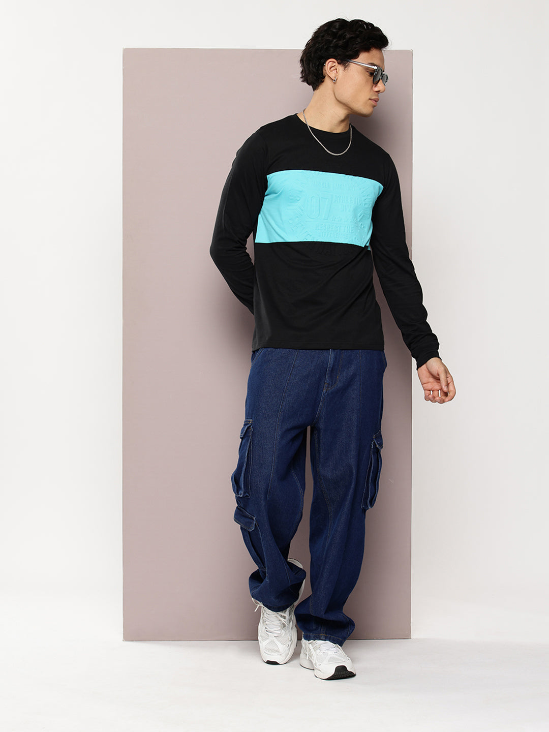 Mens Full Sleeve Round Neck Embellished Regular Fit Tshirts