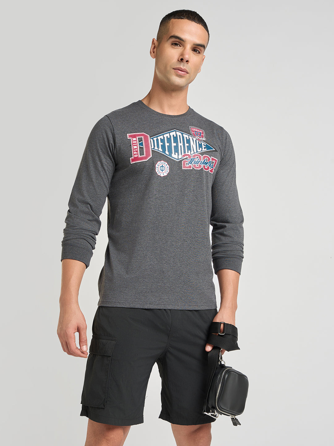 Mens Printed Regular Fit Full Sleeve Round Neck Tshirt