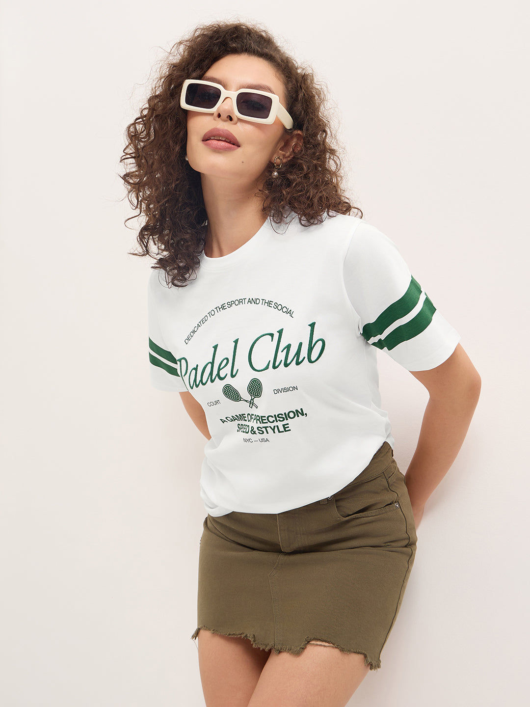 Womens Half Sleeve Round Neck Embroidered Oversized Fit Tshirts